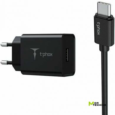 Зарядное устройство T-PHOX Mini 12W 2.4A + Type-C cable 1.2m (Черный)