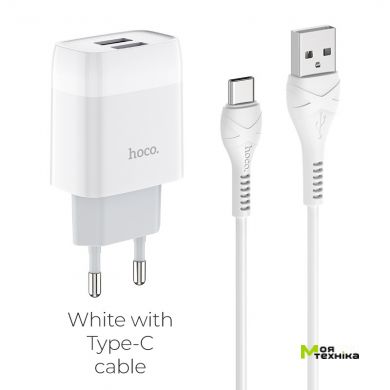 Зарядное устройство Hoco C73A Glorious + Cable (Type-C) 2.4A 2USB