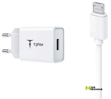 Зарядное устройство T-PHOX Mini 12W 2.4A + Micro cable 1.2m (Белый)