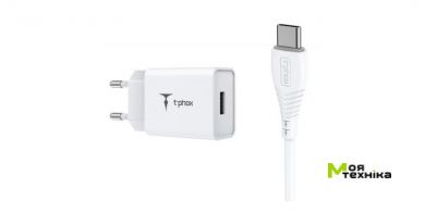 Зарядное устройство T-PHOX Mini 12W 2.4A + Type-C cable 1.2m (Белый)